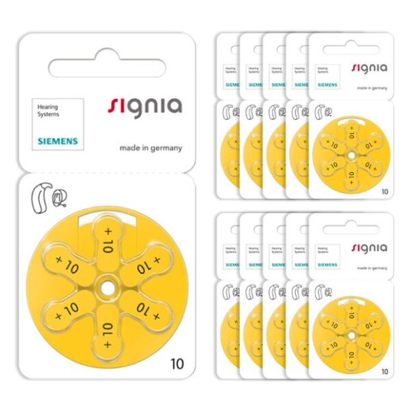 Baterie do aparatów słuchowych Signia 10 - zestaw 10 listków (60 szt baterii)