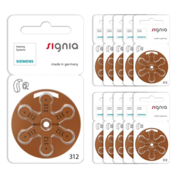 Baterie do aparatów słuchowych Signia 312 - zestaw 10 listków (60 szt baterii)