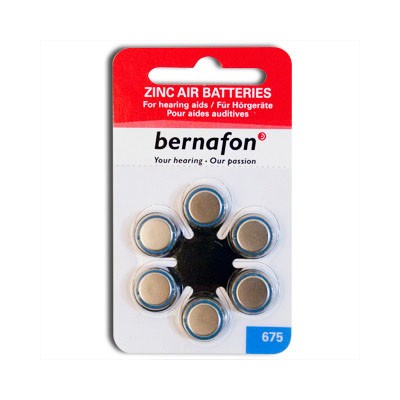 Baterie do aparatów słuchowych Bernafon 675 -1 listek (6 szt baterii)